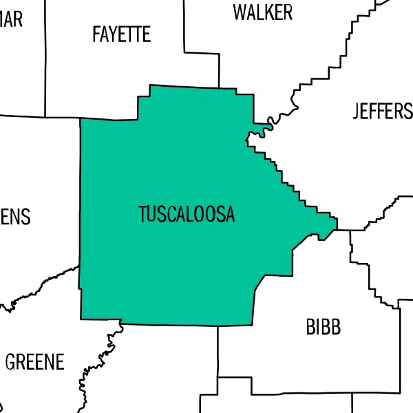 county-map-tuscaloosa Map highlighting Montgomery County, Alabama